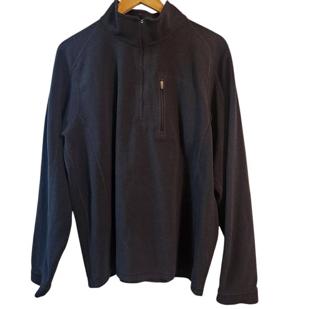 LL Bean Trail Fitness Quarter 1/4 Zip Pullover Fleece Jacket Blue‎ Men Large